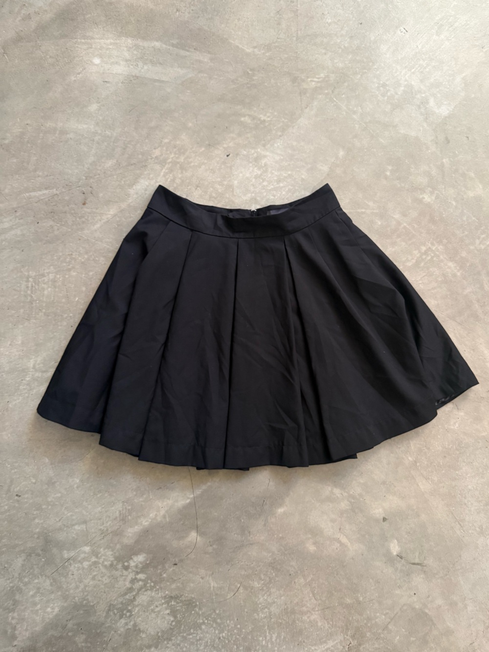 Black Pleated A-Line Skirt